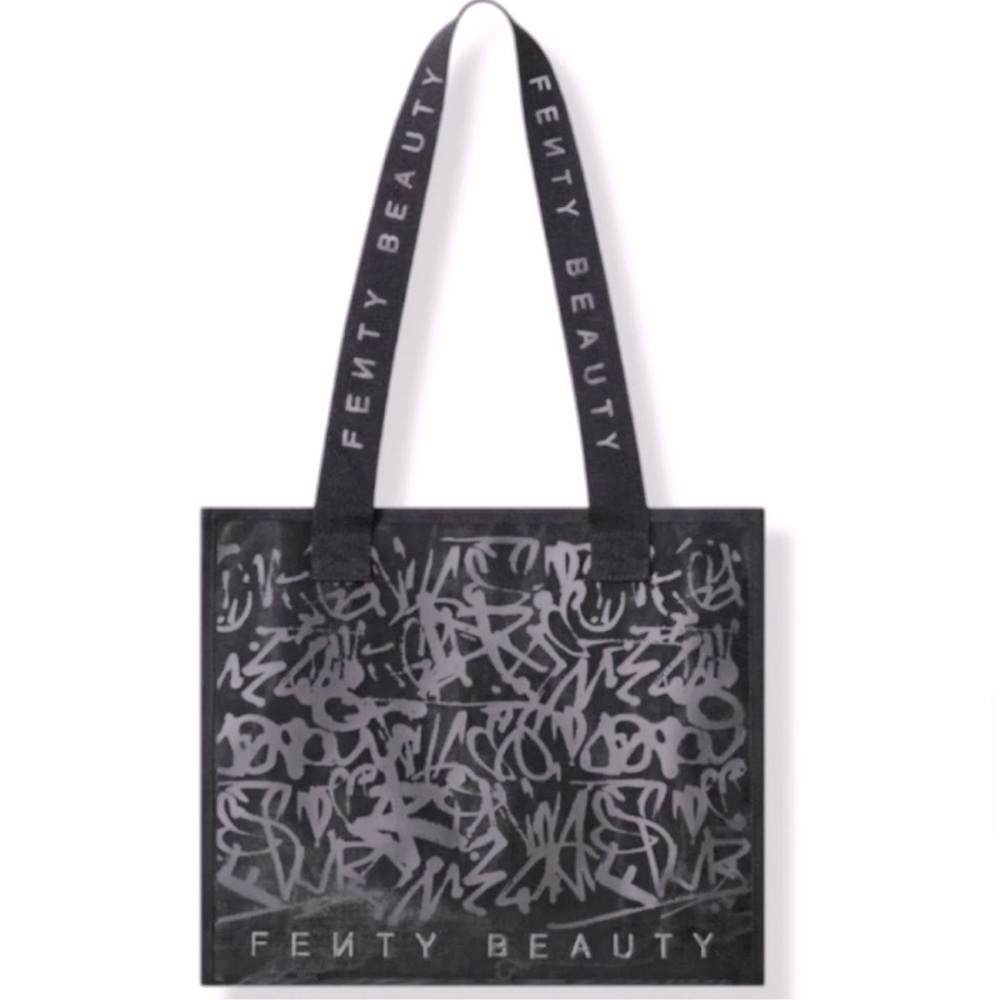 Fenty Beauty Black Mesh Artistic Tote with Decorative Handles